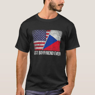 American Flag & Czech Republic Flag Best Boyfriend T-Shirt