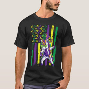 American Flag Dabbing Jester Unicorn Mardi Gras Ki T-Shirt
