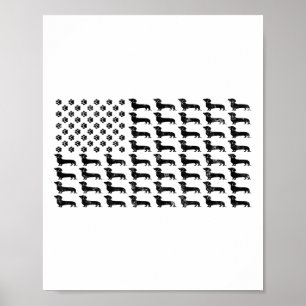 American Flag Dachshund Dog Paw Lover Patriotic 4t Poster