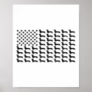 American Flag Dachshund Dog Paw Lover Patriotic 4t Poster