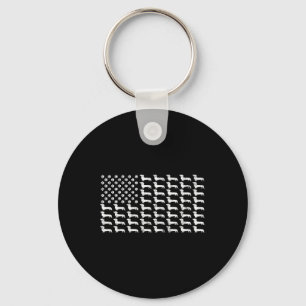 American Flag Dachshund Patriotic Dog Dad Mum 4th  Key Ring
