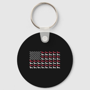 American Flag Dachshund Patriotic Dog Men Women 4t Key Ring