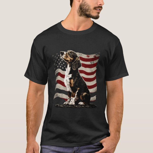 American Flag Dachshund Patriotic Doxie T-Shirt (Front)
