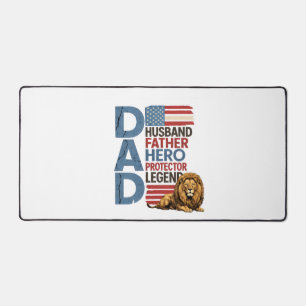 American flag Dad Lion Patriotic t-shirt Desk Mat