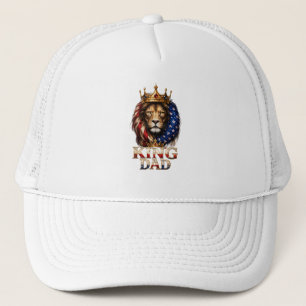 American Flag Dad Lion Trucker Hat