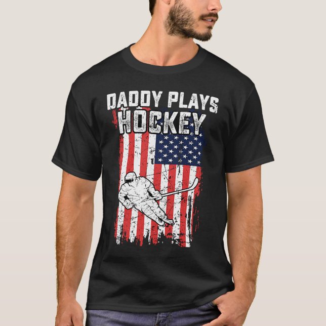 American Flag Daddy Hockey USA Patriotic 4th Of Ju T-Shirt (Front)