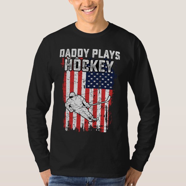 American Flag Daddy Hockey USA Patriotic 4th Of Ju T-Shirt (Front)
