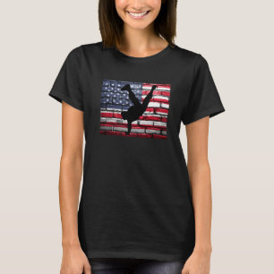 American Flag Dance Parkour Retro Vintage Hip Hop T-Shirt
