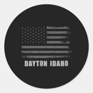 American Flag Dayton, Idaho Usa Patriotic Souvenir Classic Round Sticker