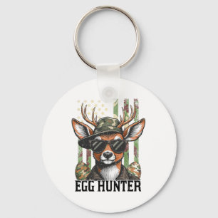 American Flag Deer And Camo Cap Egg Hunter Retro E Key Ring