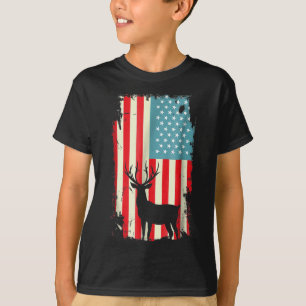 American Flag Deer Elk Hunting Us Patriotic Hunter T-Shirt