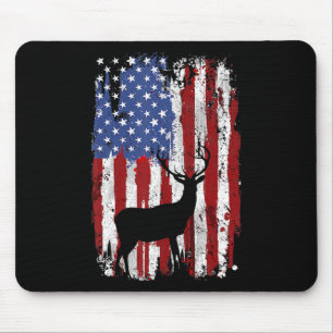 American Flag Deer Hunters Deer On American Flag Mouse Pad