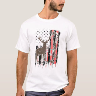 American Flag Deer Hunting Bow Arrows Gift T-Shirt
