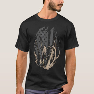 American Flag Deer Hunting Fishing Usa Hunter Patr T-Shirt