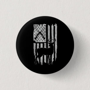American Flag Deer Hunting Patriotic Hunter Men Wo 3 Cm Round Badge