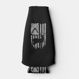 American Flag Deer Hunting Patriotic Hunter Men Wo Bottle Cooler