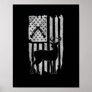 American Flag Deer Hunting Patriotic Hunter Men Wo Poster