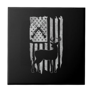 American Flag Deer Hunting Patriotic Hunter Men Wo Tile