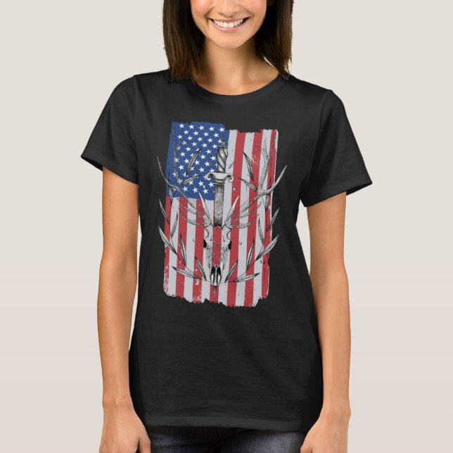 American Flag Deer Hunting T-Shirt (Front)