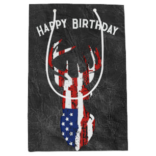 American Flag Deer on Leather Medium Gift Bag