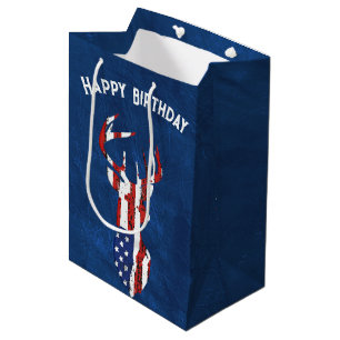 American Flag Deer on Leather Medium Gift Bag