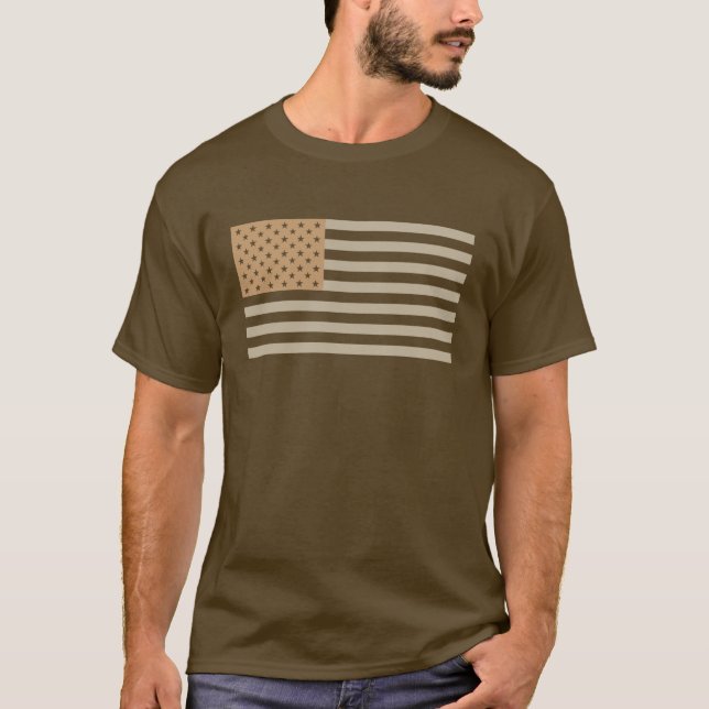 American Flag - Desert Brown Tones T-Shirt (Front)