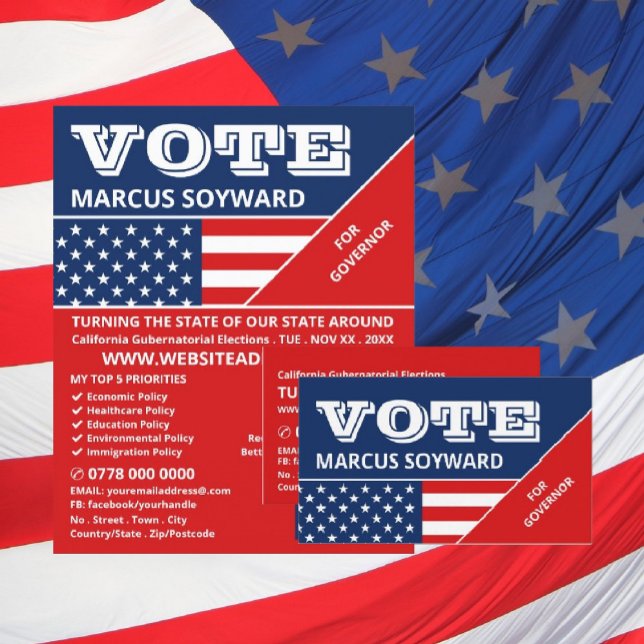 American Flag Design, Political Campaigner Business Card (Creator Uploaded)