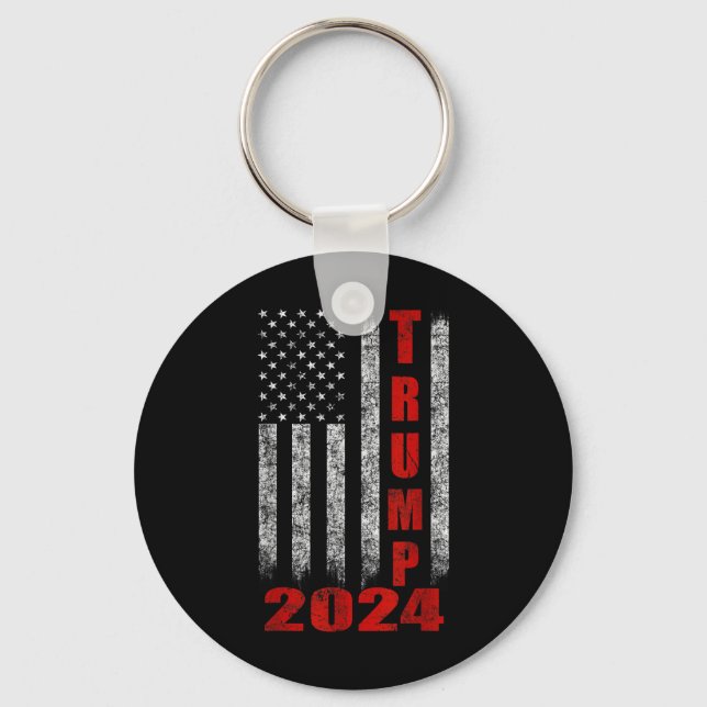 American Flag Design Trump 2024  Key Ring (Front)
