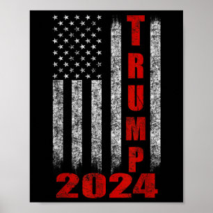 American Flag Design Trump 2024  Poster