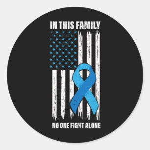 American Flag Diabetes Support  Type 1 Blue Ribbon Classic Round Sticker