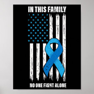 American Flag Diabetes Support  Type 1 Blue Ribbon Poster