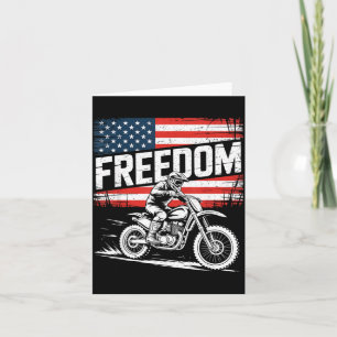 American Flag Dirt Bike Motocross Illustration Card