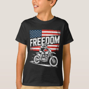 American Flag Dirt Bike Motocross Illustration T-Shirt
