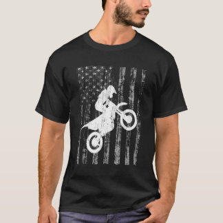 American Flag Dirt Bike Rider Wheelie Hooded T-Shirt