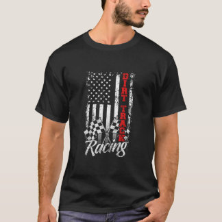 American Flag Dirt Track Racing Car Bike Driver Ra T-Shirt