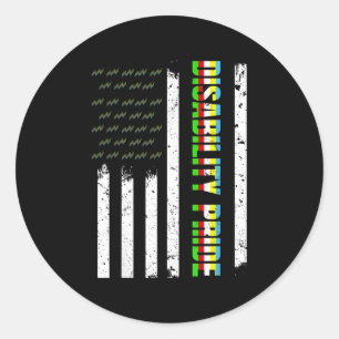 American Flag Disability Pride Month Wear Usa _1 Classic Round Sticker
