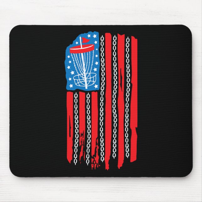 American Flag Disc Golf Basket Chain 4th Of July M Mouse Pad (Front)