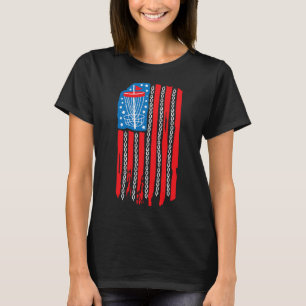 American Flag Disc Golf Bysket Chain 4th Of July M T-Shirt