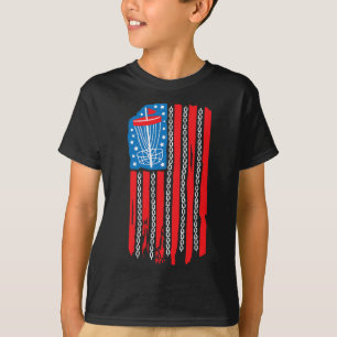 American Flag Disc Golf Bysket Chain 4th Of July M T-Shirt
