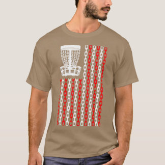 American Flag Disc Golf Player Funny USA Basket Ch T-Shirt