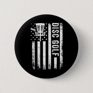 American Flag Disc Golf Players Flying Disc Golfer 6 Cm Round Badge