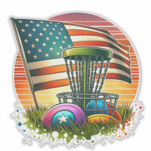 American Flag Disc Golf Vintage Sun