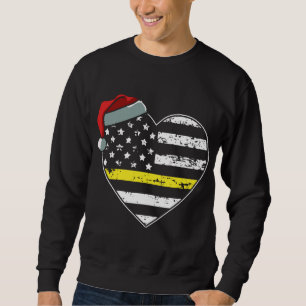 American Flag Dispatcher Christmas Pajama 911 Disp Sweatshirt
