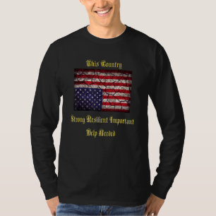 American Flag Distress Upside Down Patriot Pavemen T-Shirt
