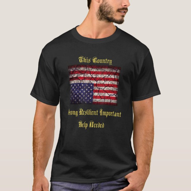 American Flag Distress Upside Down Patriot Pavemen T-Shirt (Front)