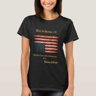 American Flag Distress Upside Down Thomas Jefferso T-Shirt