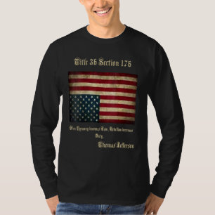 American Flag Distress Upside Down Thomas Jefferso T-Shirt