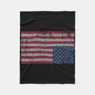 American Flag Distress Upside Down United States U Fleece Blanket