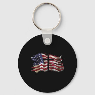 American Flag Distress Upside Down United States U Key Ring