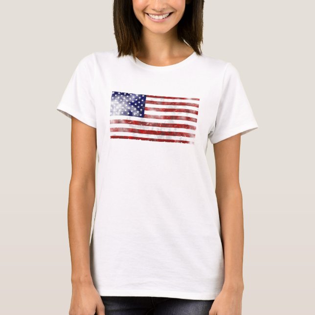 American Flag Distressed and Faded T-Shirt (Front)